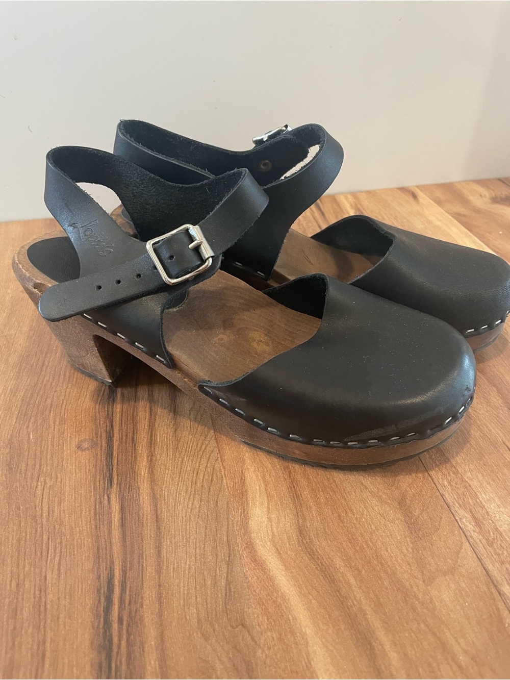 Lotta from Stockholm Black Leather Clogs Size 38